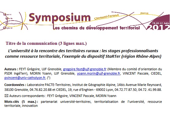 L'université à la rencontre des territoires ruraux : les stages professionnels comme ressource territoriale, l'exemple du dispositif StaRTer